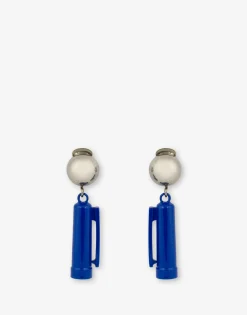 Moschino Blue Pen Cap drop earrings