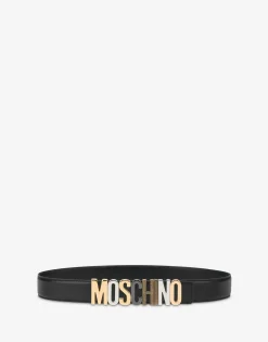 Moschino Calf Mixed Lettering Logo Belt