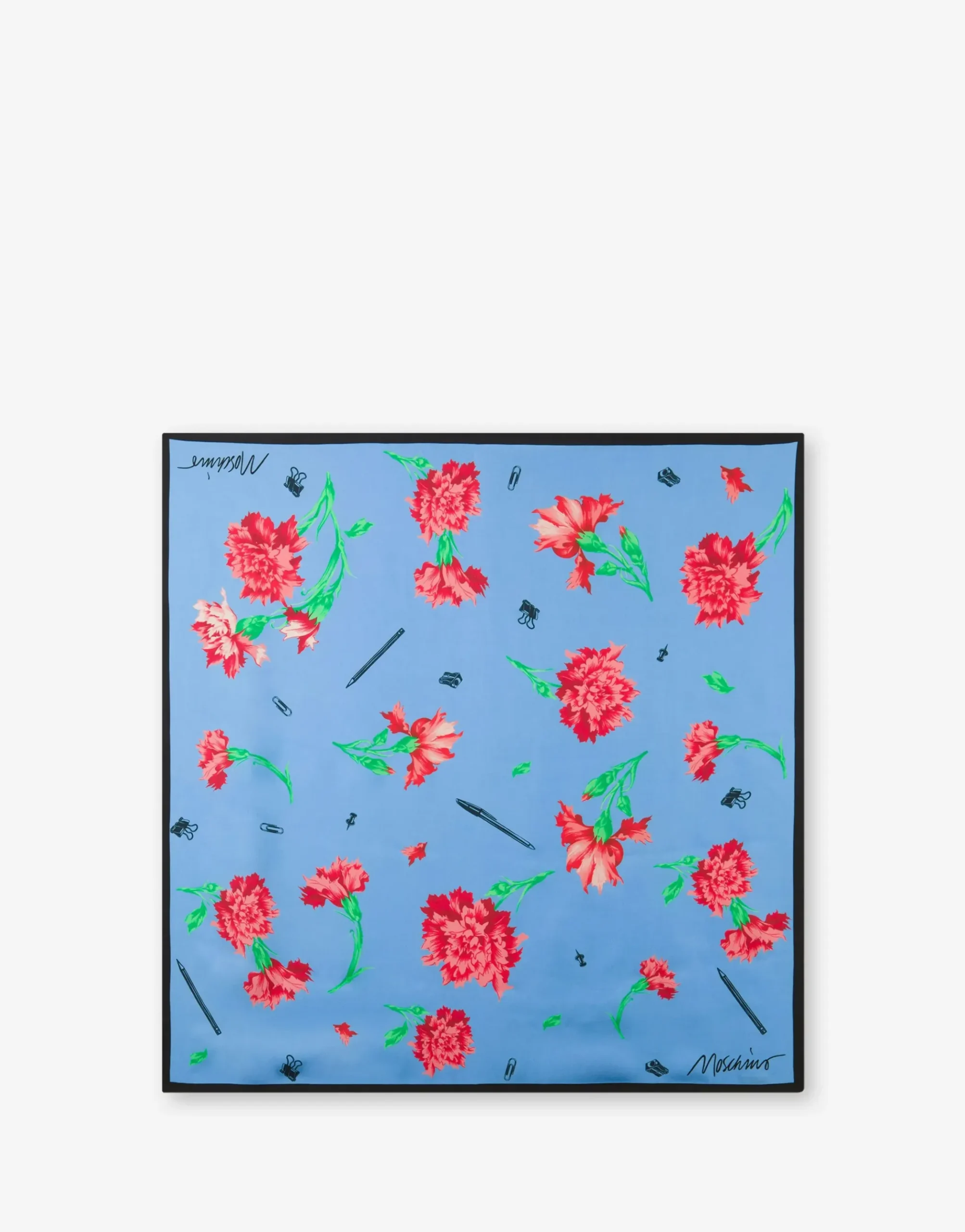 Moschino Carnation Print Silk Scarf