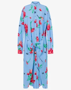 Moschino Cupro Canvas Dress Carnation Print