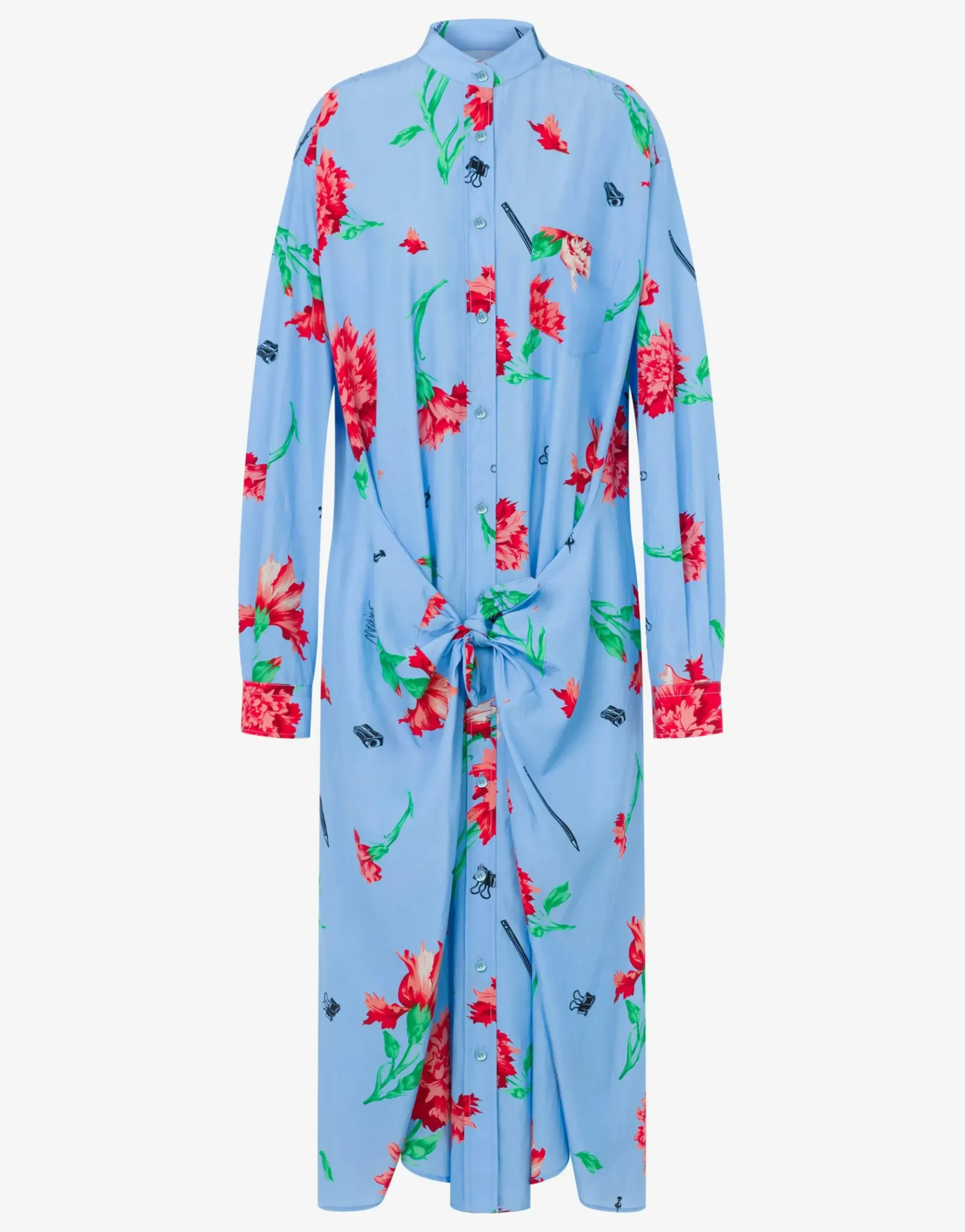 Moschino Cupro Canvas Dress Carnation Print