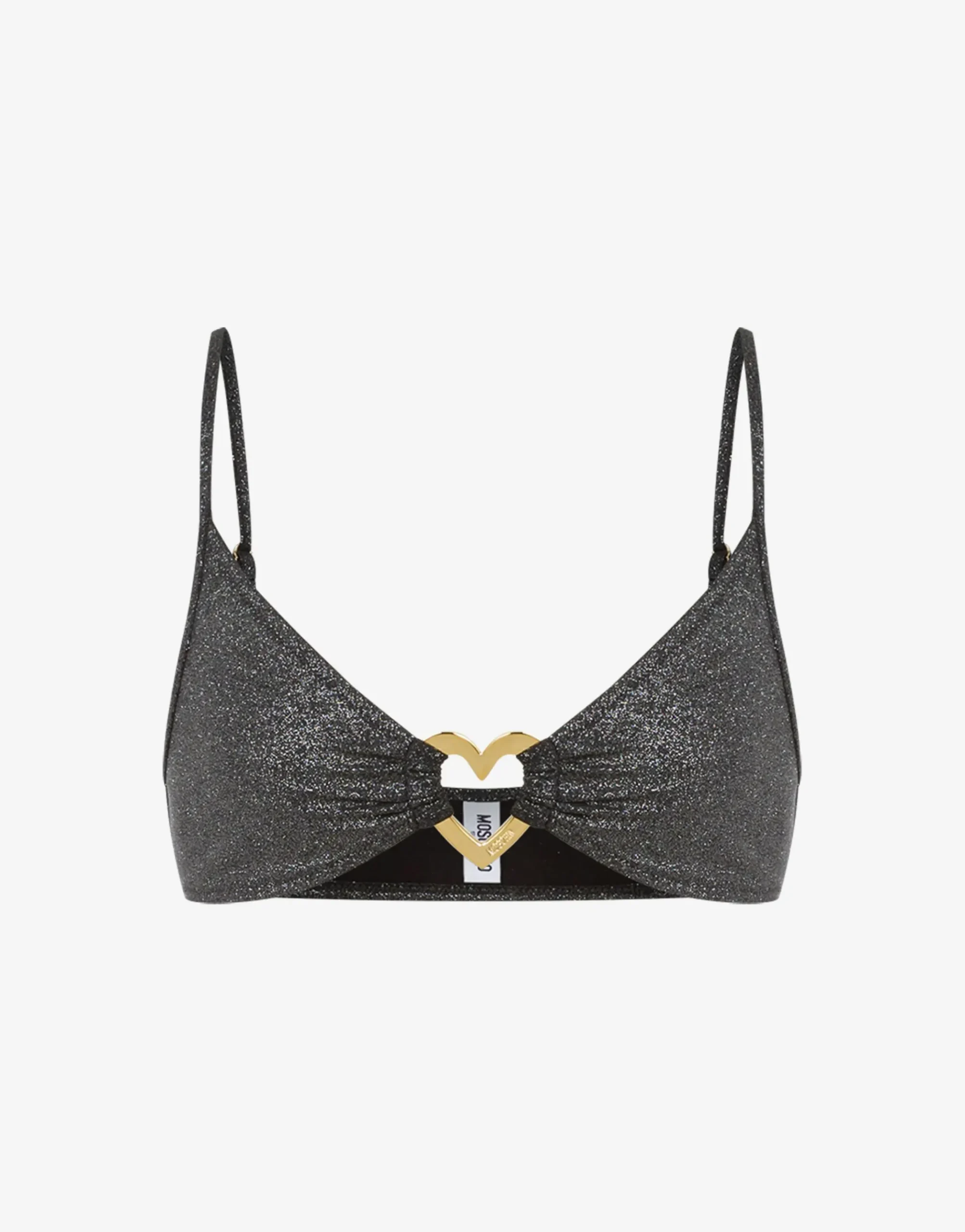 Moschino Glitter Metal Heart Bikini Top