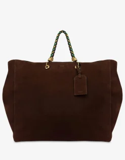 Moschino Large Braided Cord Suede Shopper