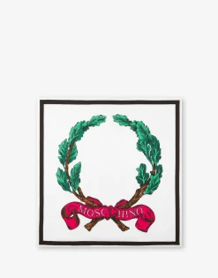 Moschino Laurel Crown Logo Silk Scarf