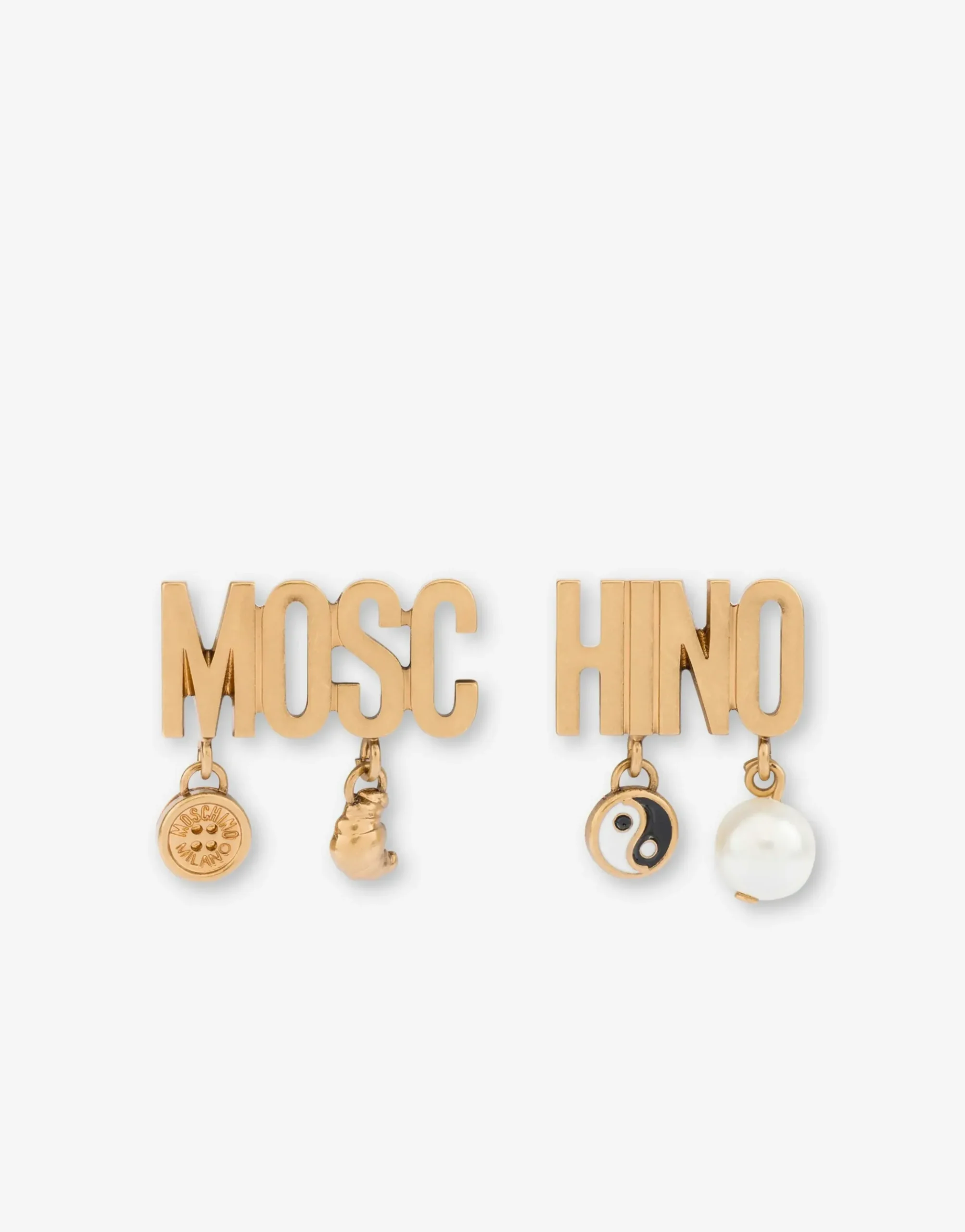 Moschino Lettering Drop Earrings