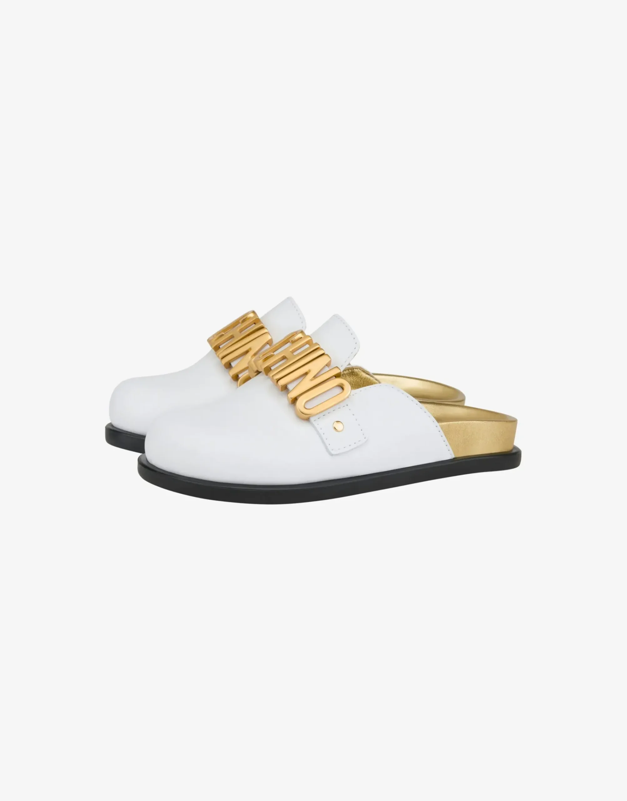 Moschino Lettering Logo calfskin mules