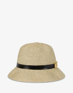 Moschino Lettering Logo raffia hat