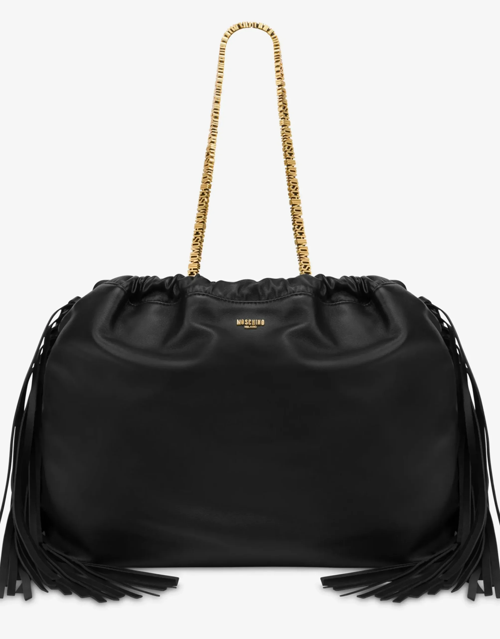Moschino Mini Lettering shopper with fringes
