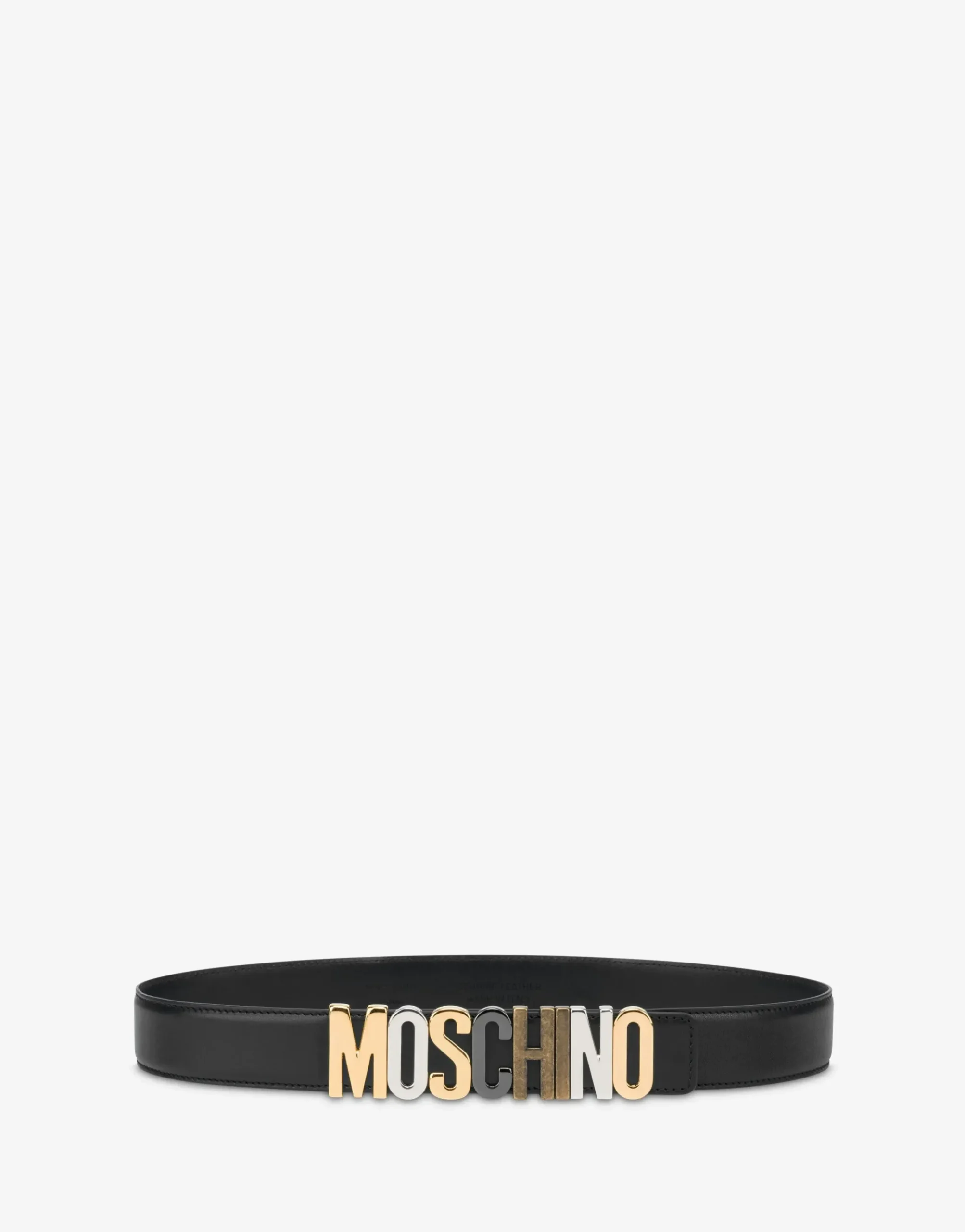 Moschino Mixed Lettering Logo calfskin belt