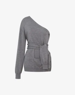 Moschino One-Shoulder Wool Cardigan Tailored Twist