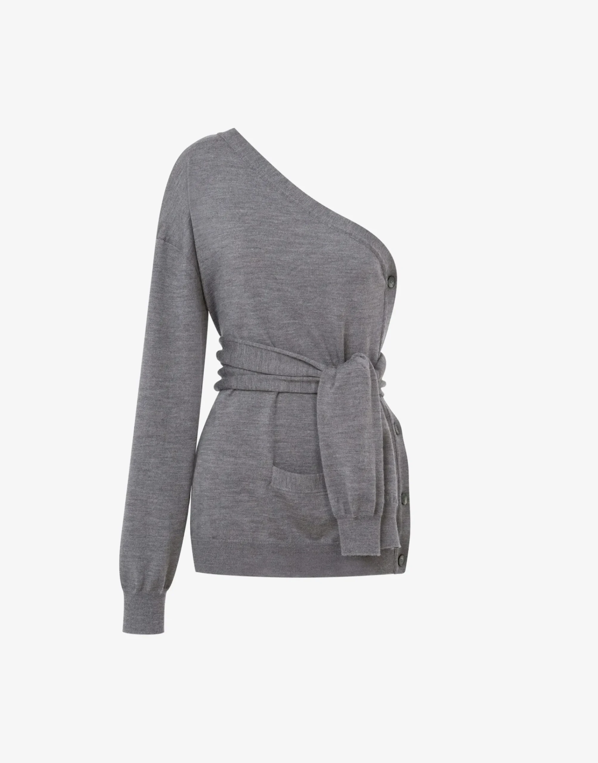 Moschino One-Shoulder Wool Cardigan Tailored Twist