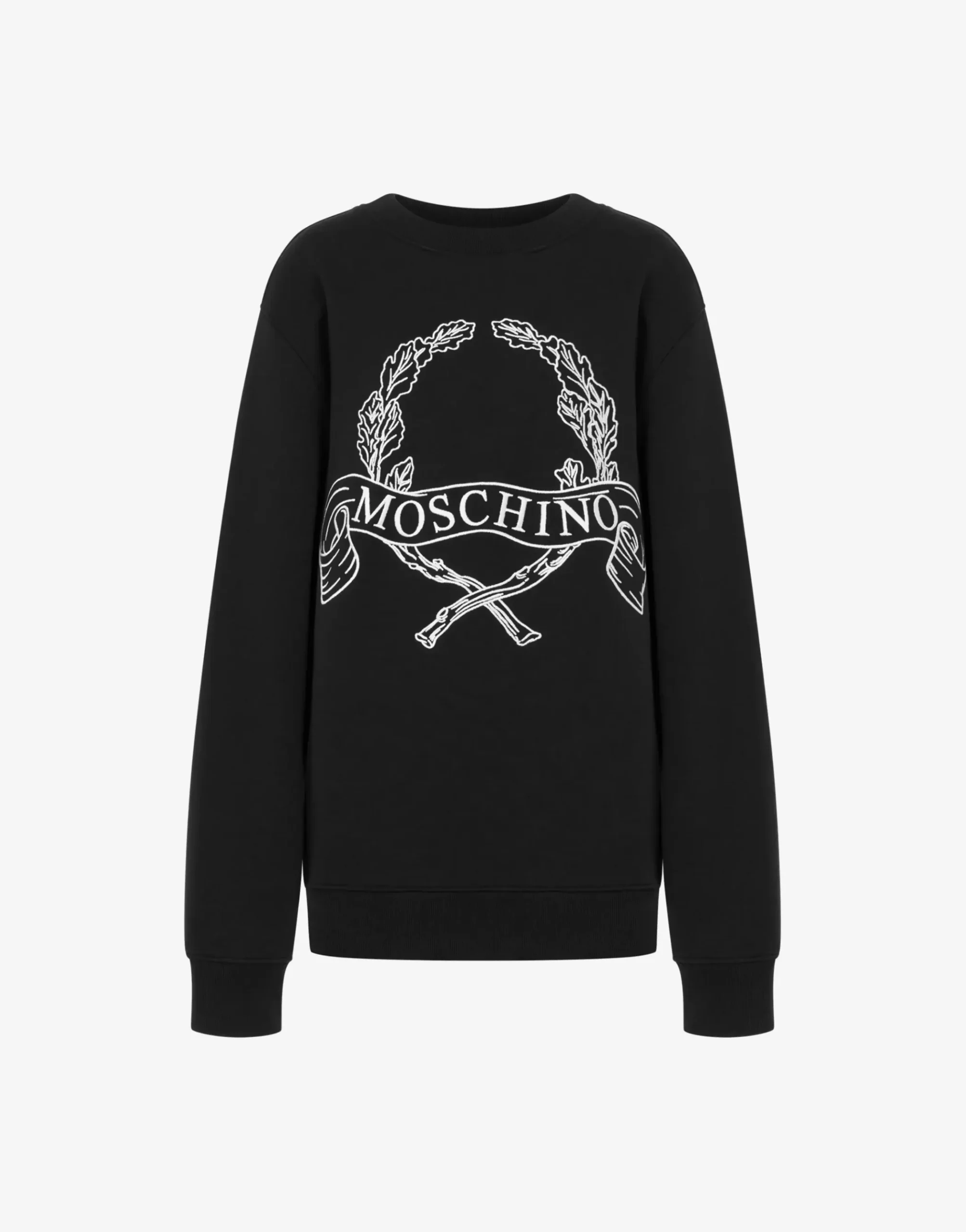 Moschino Organic Cotton Hoodie Laurel Crown Logo