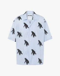 Moschino Poplin Shirt Allover Chimpanzee