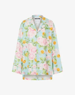 Moschino Silk satin shirt Smiley® & Roses
