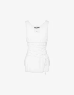 Moschino Stretch cotton tank top with laces