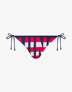 Moschino Striped Lettering Logo Swim Briefs with Laces