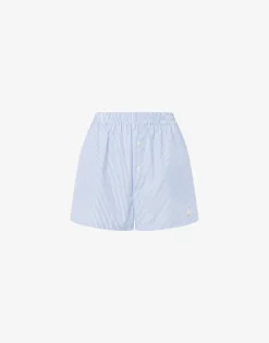 Moschino Striped Poplin Shorts Goose Embroidery