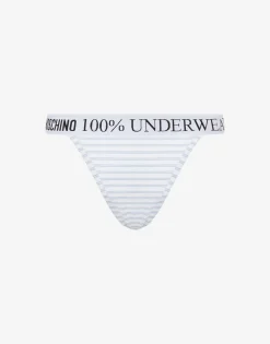 Moschino Striped Stretch Jersey Thong
