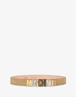 Moschino Suede Mixed Lettering Logo Belt
