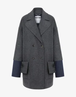 Moschino Wool Felt Coat with Cuff Details