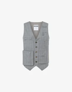 Moschino Wool Pinstripe Waistcoat Office Inspiration